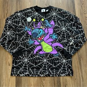 Walt Disney World Halloween Stitch Spirit Jersey‎ Spider Web Large Glow Dark NEW
